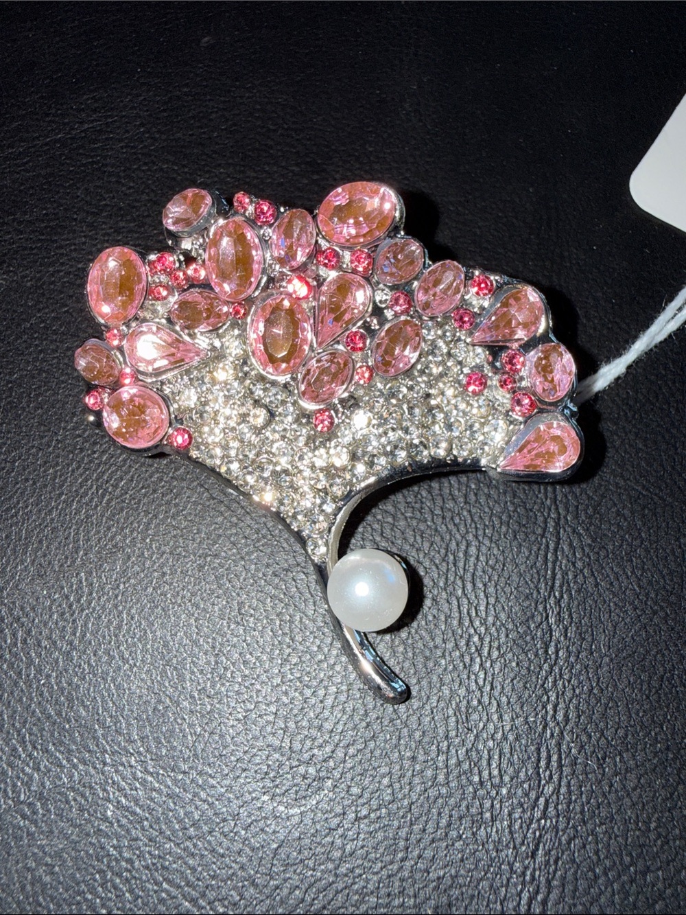 Pink Crystal & Pearl Floral Brooch - Women's Jewelry